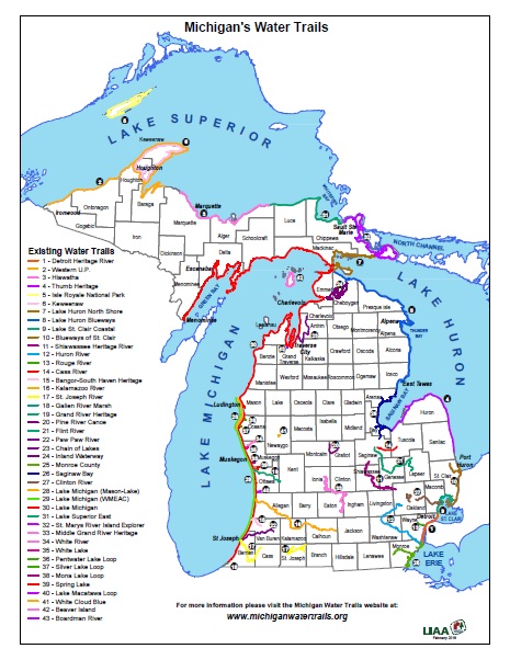 Michigan Water Trail Map 2018