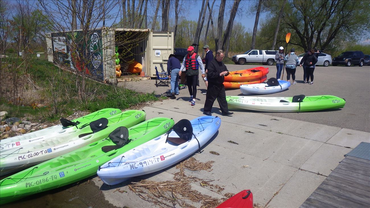 concrete ramp boat launch onto Paw Paw River at Graham Ave