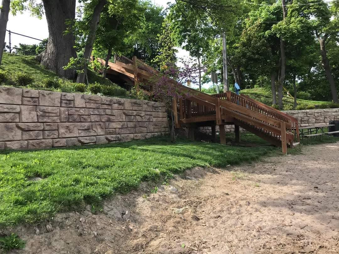 Stairway and kayak ramp to the beach